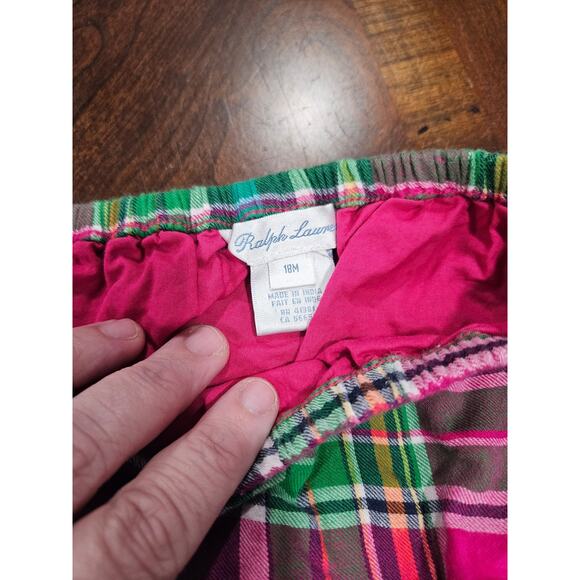 Ralph Lauren Baby Girls 18M Pink Green Plaid Ruffle LS Dress & Bloomers Set - Picture 4 of 7